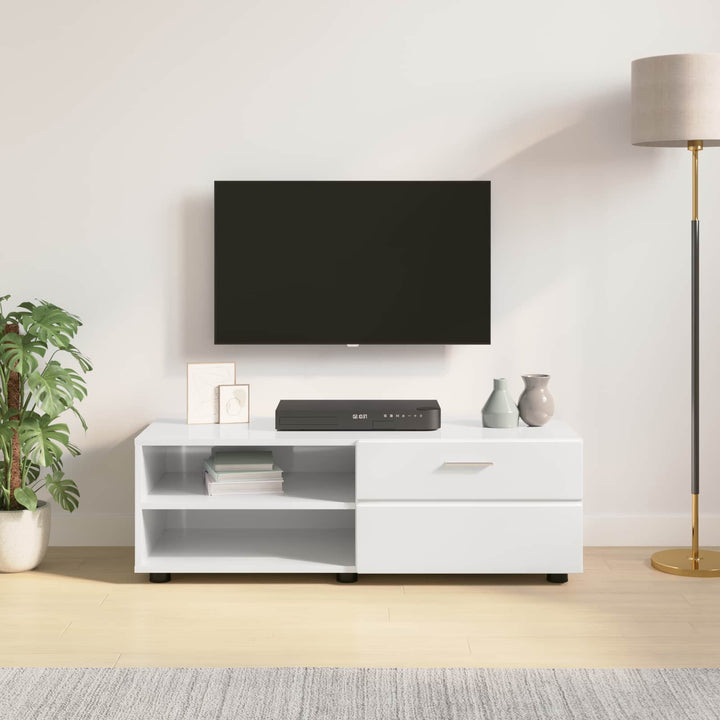 Træskab Høj gloss hvid 100,5 x 39 x 30 cm Konstrueret træ