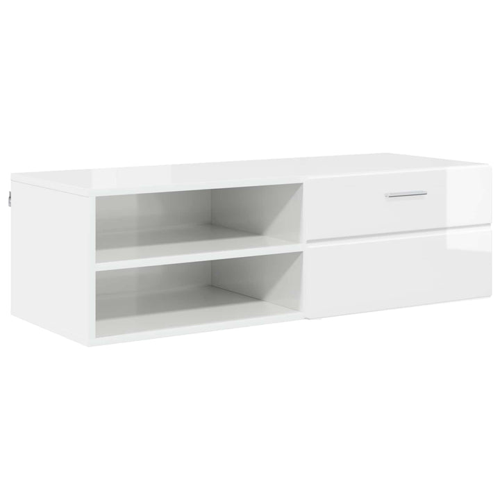 Træskab Høj gloss hvid 100,5 x 39 x 30 cm Konstrueret træ