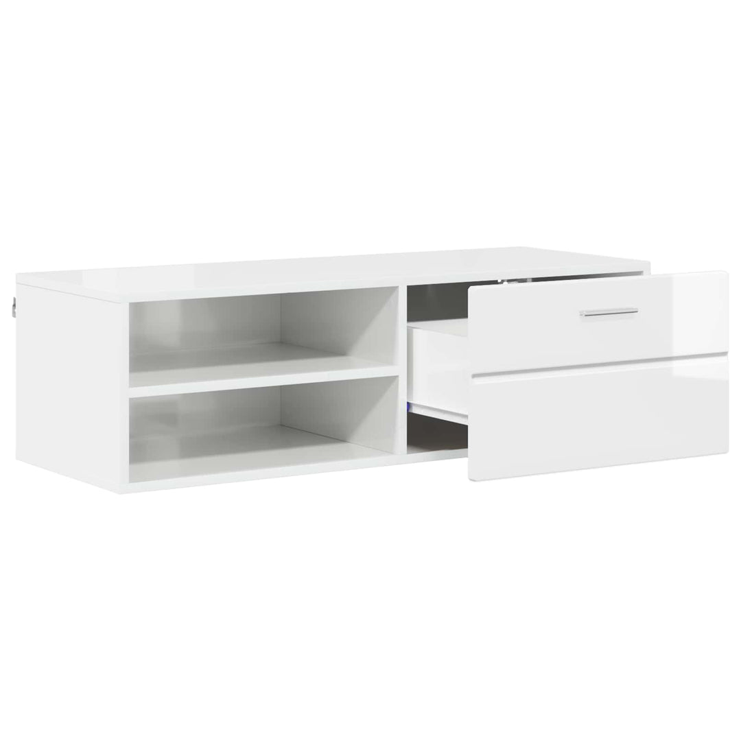 Træskab Høj gloss hvid 100,5 x 39 x 30 cm Konstrueret træ