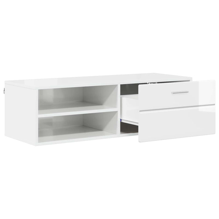 Træskab Høj gloss hvid 100,5 x 39 x 30 cm Konstrueret træ