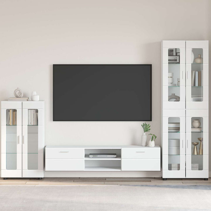 Sideboard med hylde FLORIN Høj gloss hvid 55,5 x 29 x 100 cm