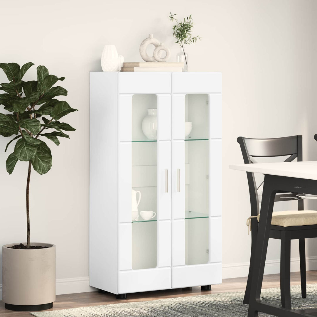 Sideboard med hylde FLORIN Høj gloss hvid 55,5 x 29 x 100 cm