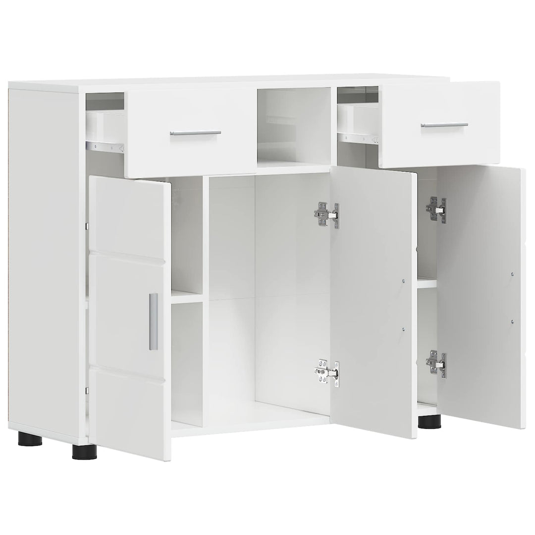 Træskab Høj gloss hvid 88,5 x 30,5 x 73 cm Konstrueret træ
