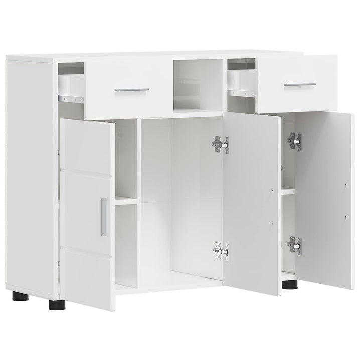 Træskab Høj gloss hvid 88,5 x 30,5 x 73 cm Konstrueret træ