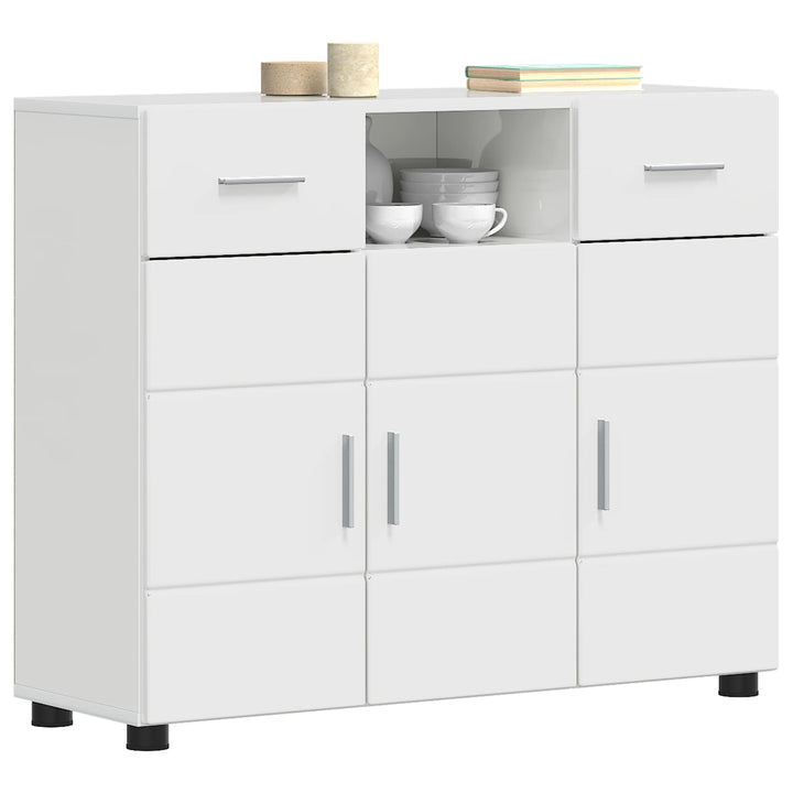 Træskab Høj gloss hvid 88,5 x 30,5 x 73 cm Konstrueret træ
