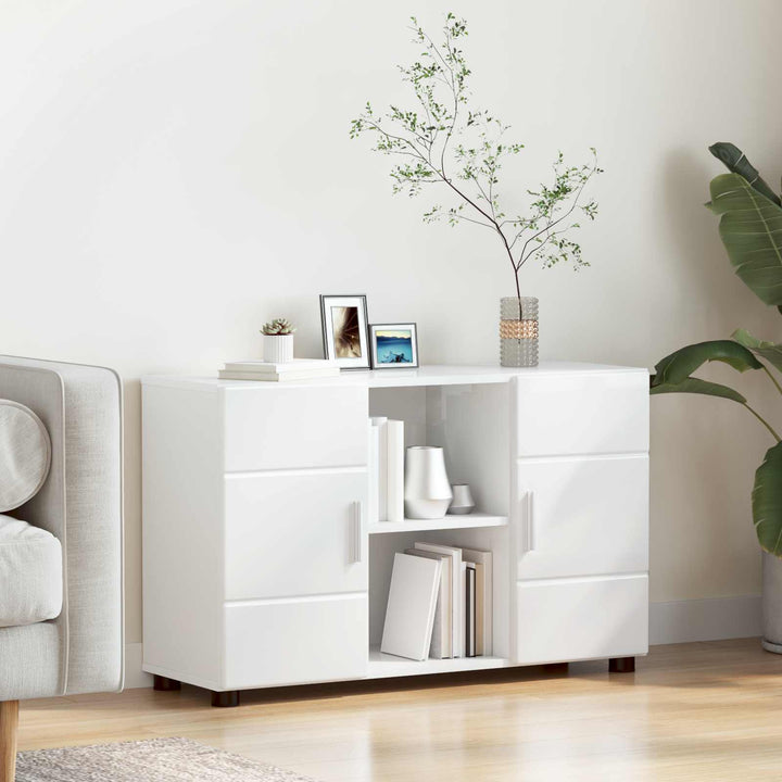 Sideboard med hylde FLORIN Høj gloss hvid 88,5 x 30,5 x 55,5 cm