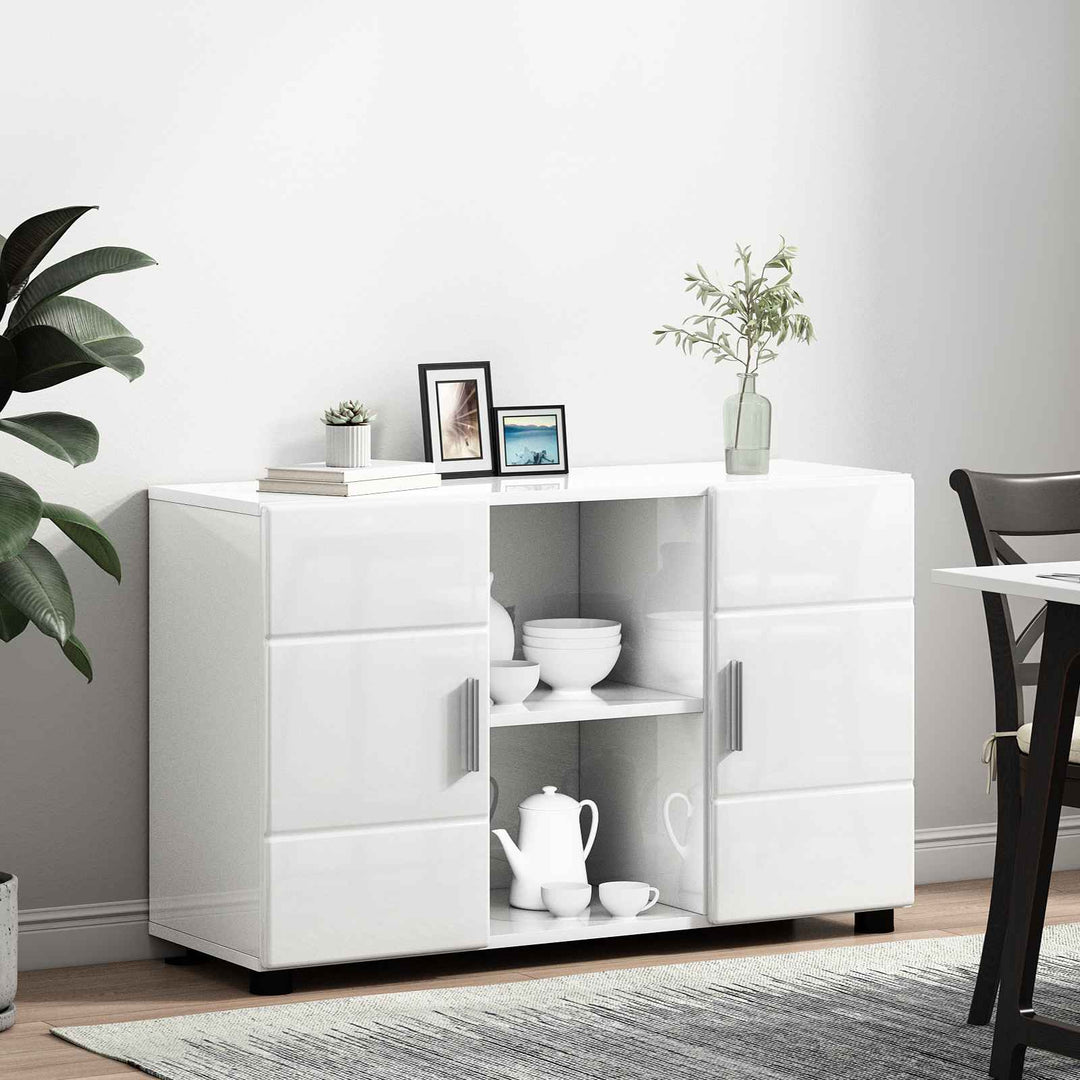 Sideboard med hylde FLORIN Høj gloss hvid 88,5 x 30,5 x 55,5 cm