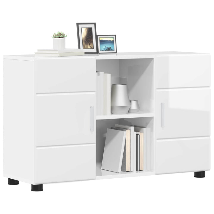 Sideboard med hylde FLORIN Høj gloss hvid 88,5 x 30,5 x 55,5 cm
