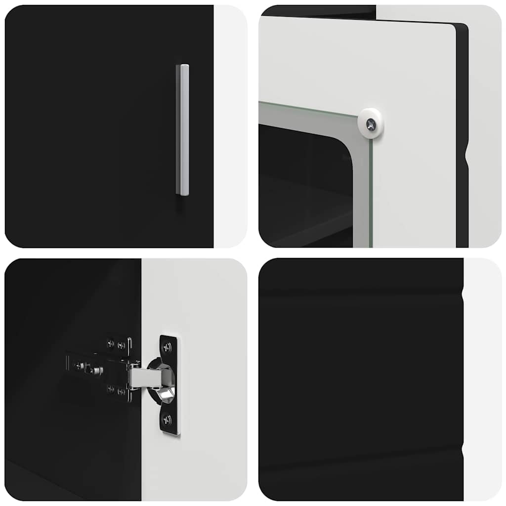 Træskab med opbevaring Sort 88,5 x 30,5 x 73 cm Konstrueret træ