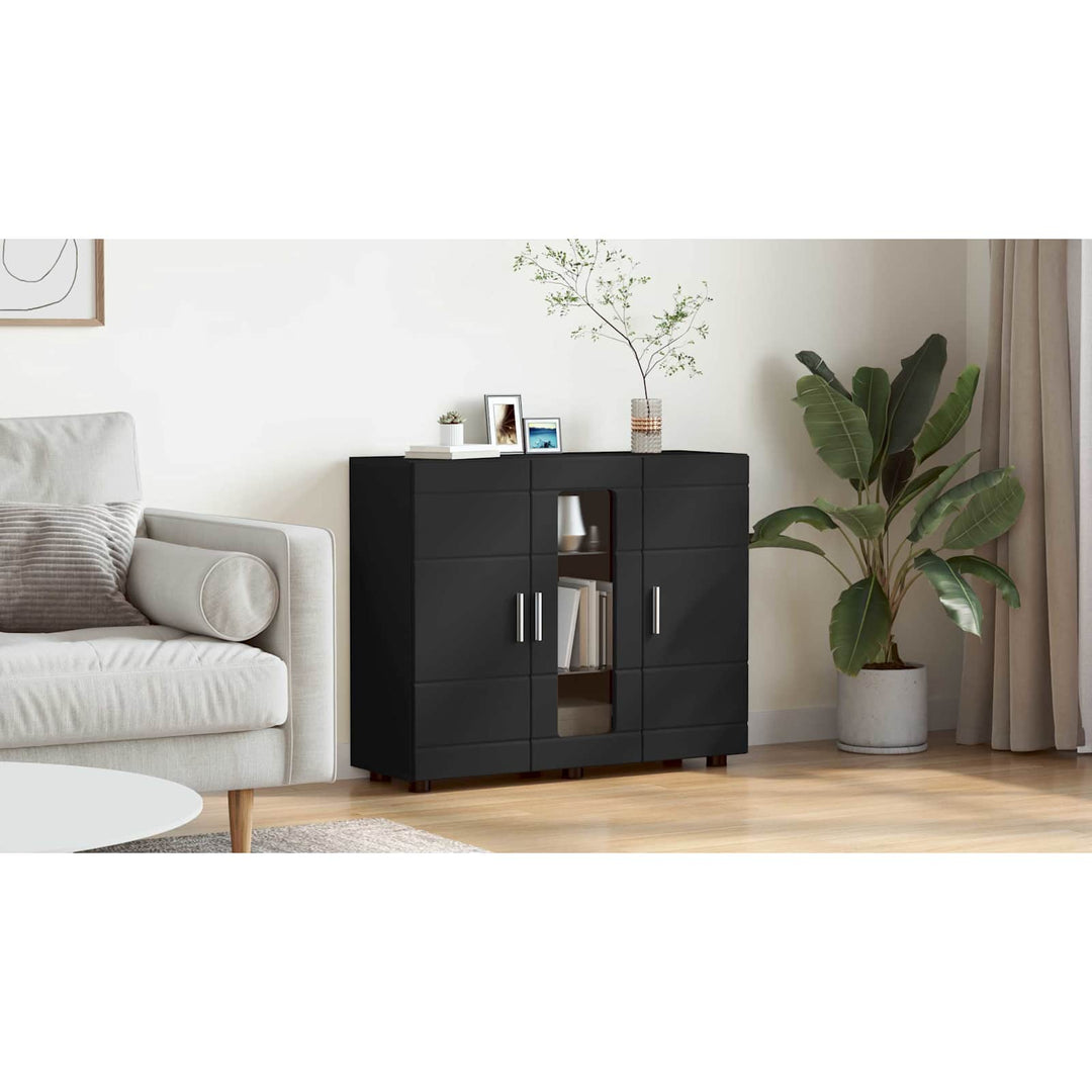 Træskab med opbevaring Sort 88,5 x 30,5 x 73 cm Konstrueret træ