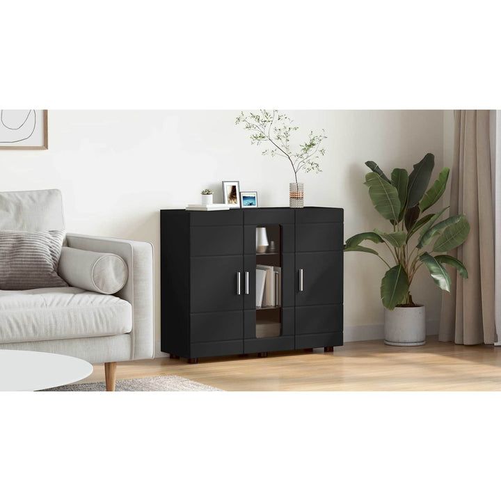 Træskab med opbevaring Sort 88,5 x 30,5 x 73 cm Konstrueret træ