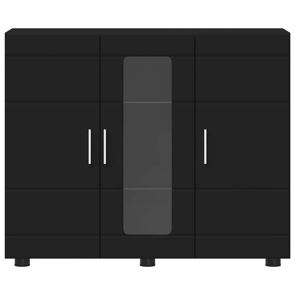 Træskab med opbevaring Sort 88,5 x 30,5 x 73 cm Konstrueret træ