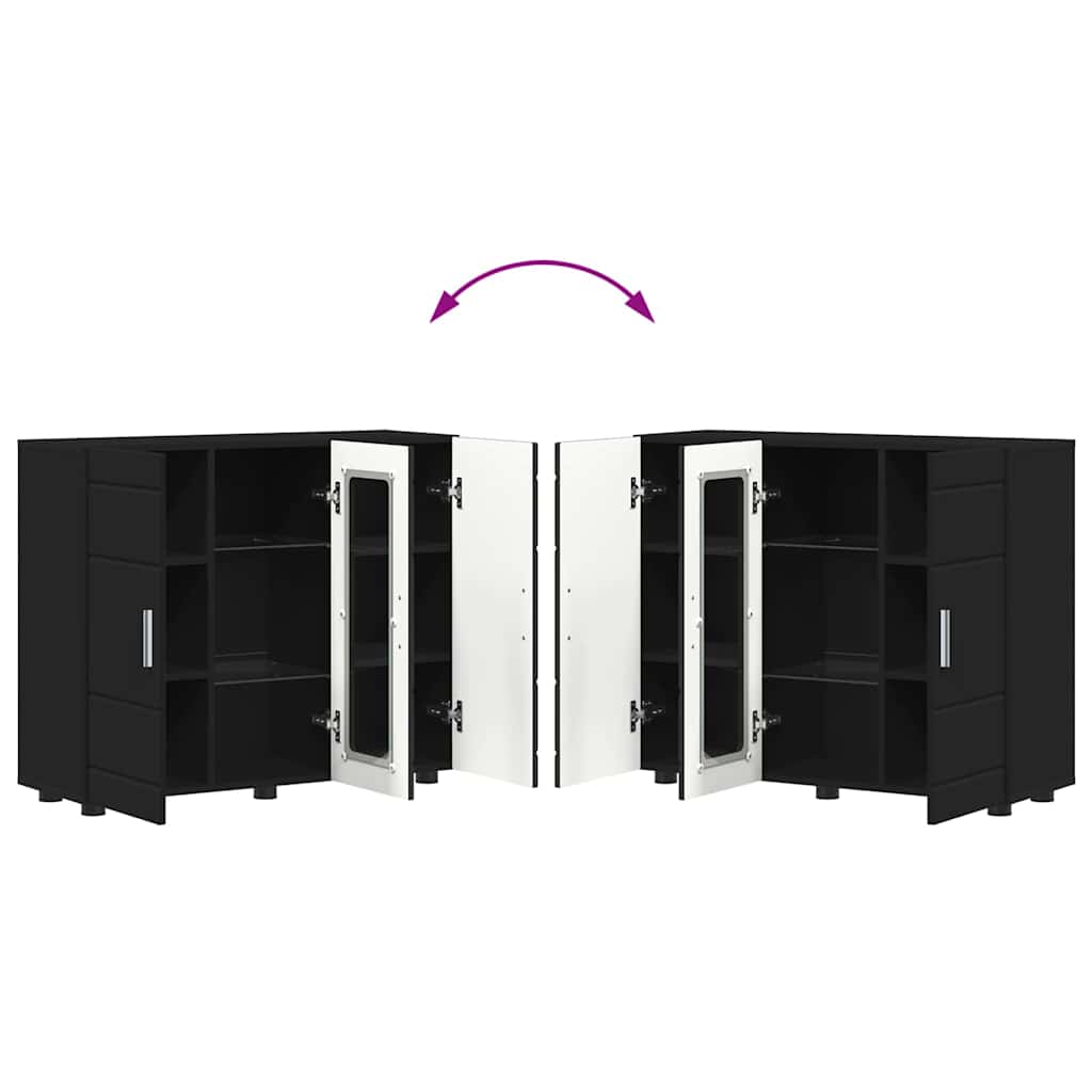 Træskab med opbevaring Sort 88,5 x 30,5 x 73 cm Konstrueret træ