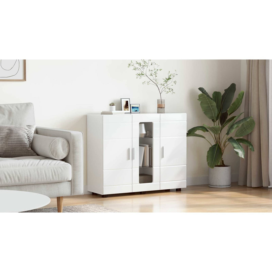 Træskab Høj gloss hvid 88,5 x 30,5 x 73 cm Konstrueret træ