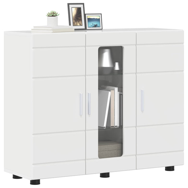 Træskab Høj gloss hvid 88,5 x 30,5 x 73 cm Konstrueret træ