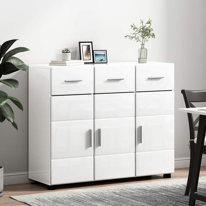Sideboard FLORIN 88,5 x 30,5 x 73 cm Høj gloss hvid