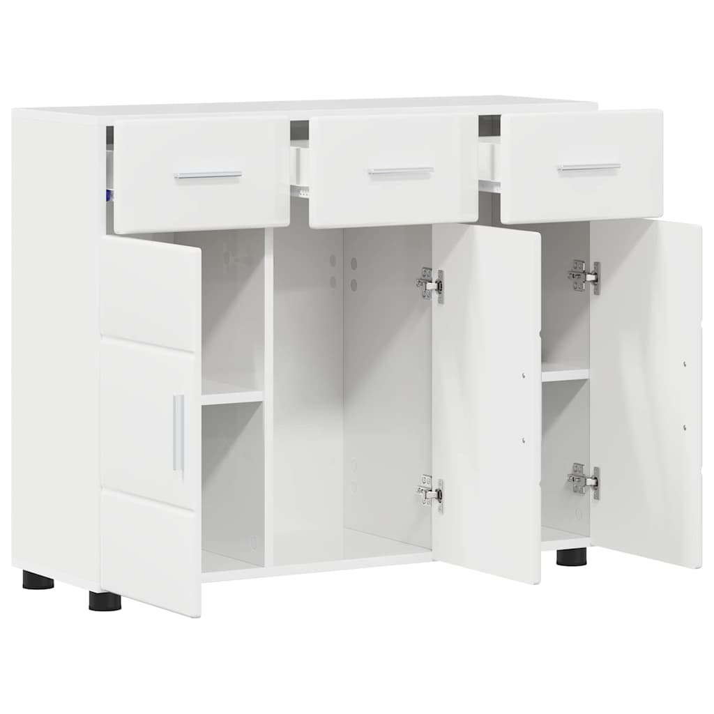 Sideboard med hylde FLORIN Høj gloss hvid 88,5 x 30,5 x 73 cm