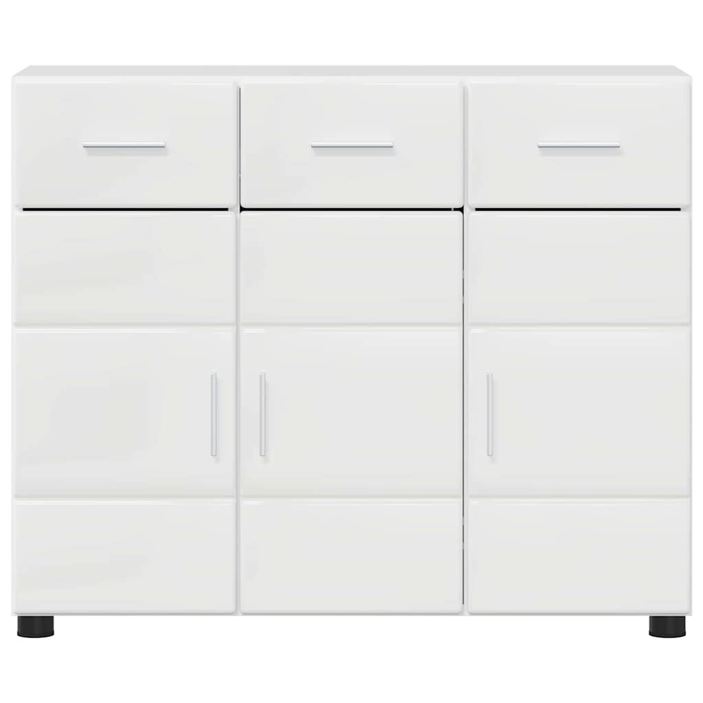Sideboard med hylde FLORIN Høj gloss hvid 88,5 x 30,5 x 73 cm