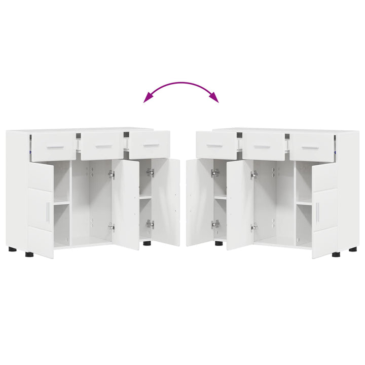 Sideboard FLORIN 88,5 x 30,5 x 73 cm Høj gloss hvid