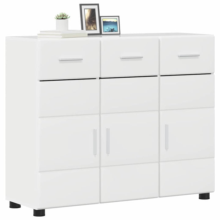 Sideboard med hylde FLORIN Høj gloss hvid 88,5 x 30,5 x 73 cm