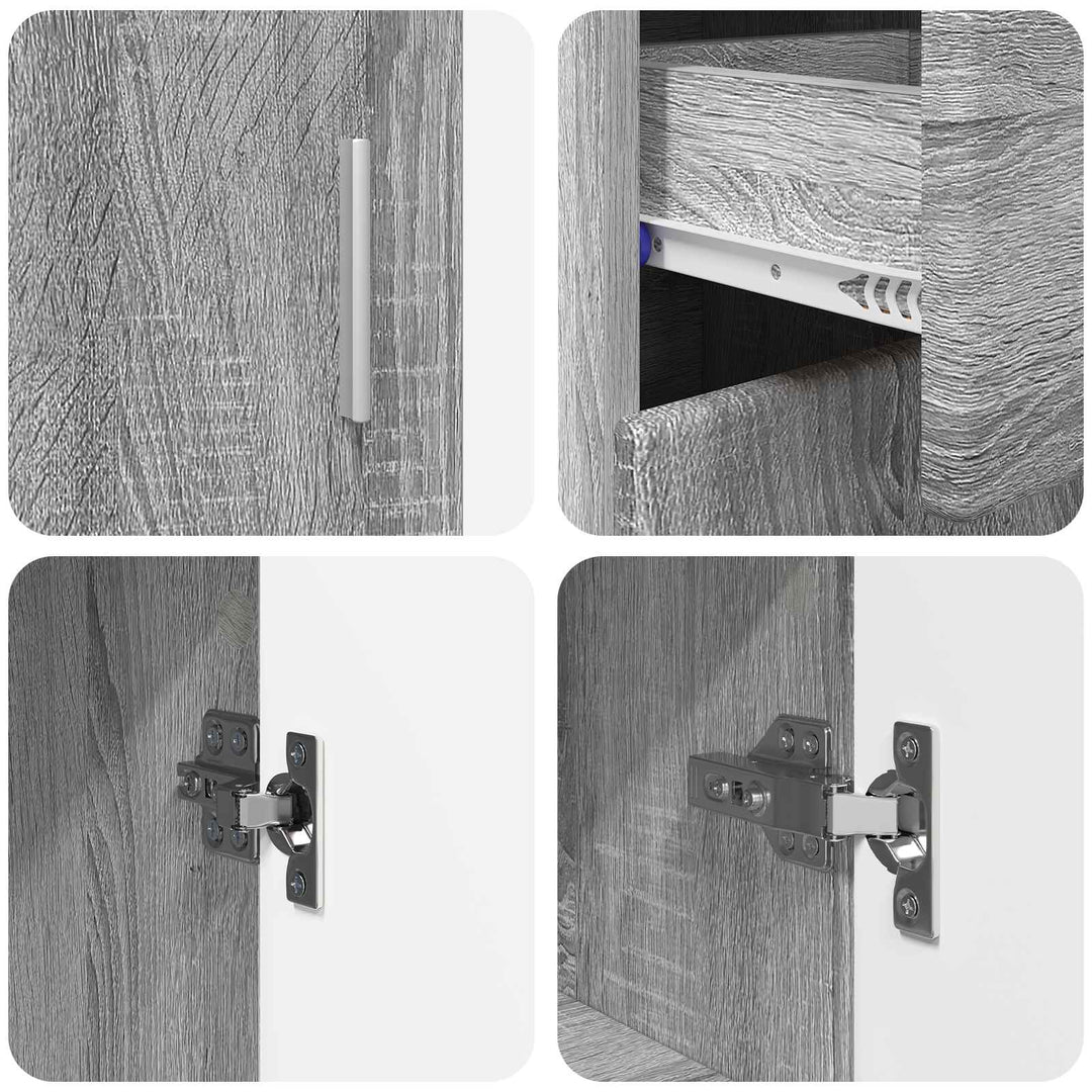 Sideboard FLORIN Grå Sonoma 88,5 x 30,5 x 73 cm Konstrueret træ