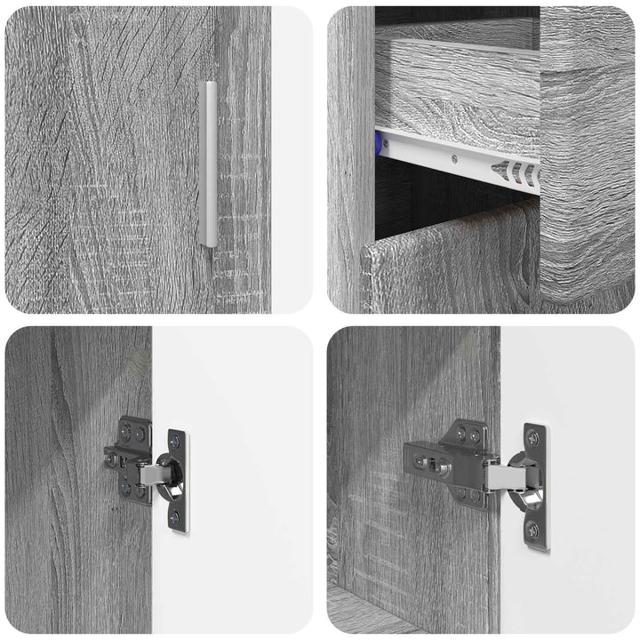 Sideboard FLORIN Grå Sonoma 88,5 x 30,5 x 73 cm Konstrueret træ