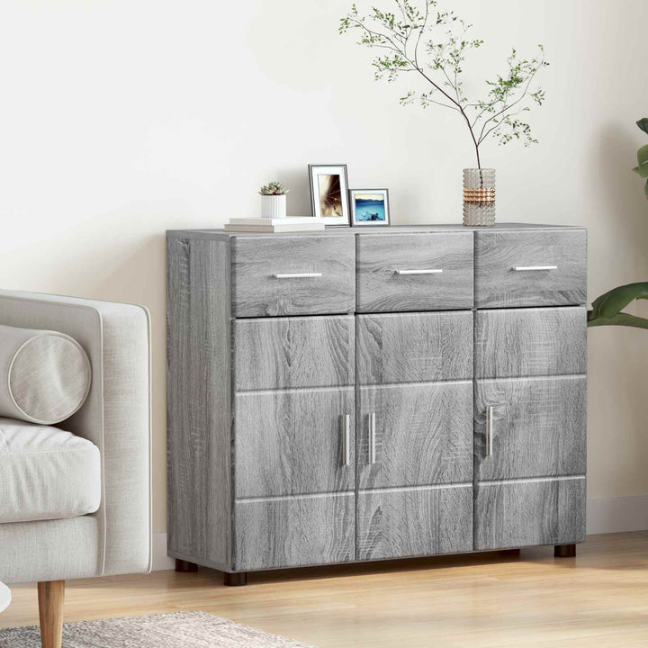 Sideboard FLORIN Grå Sonoma 88,5 x 30,5 x 73 cm Konstrueret træ