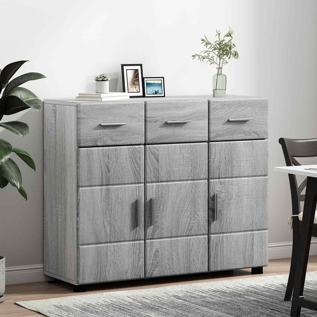 Sideboard FLORIN Grå Sonoma 88,5 x 30,5 x 73 cm Konstrueret træ
