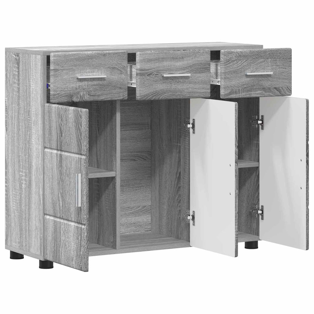 Sideboard FLORIN Grå Sonoma 88,5 x 30,5 x 73 cm Konstrueret træ