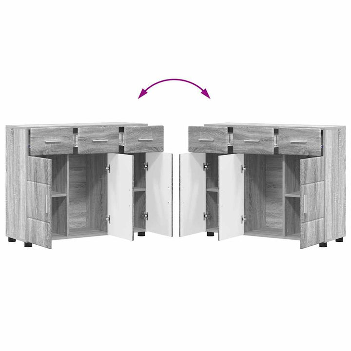 Sideboard FLORIN Grå Sonoma 88,5 x 30,5 x 73 cm Konstrueret træ