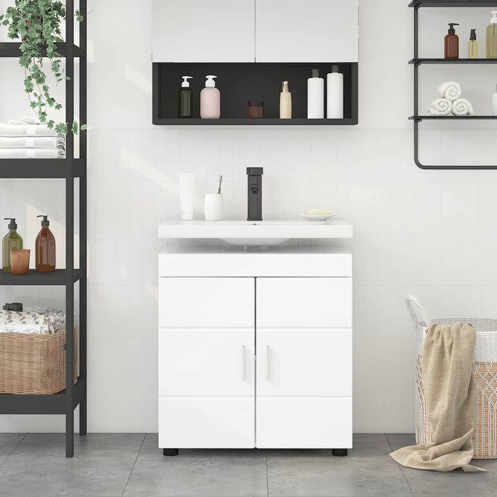 Badeværelsesskabsæt TULUM Høj gloss hvid 60 x 34 x 63 cm