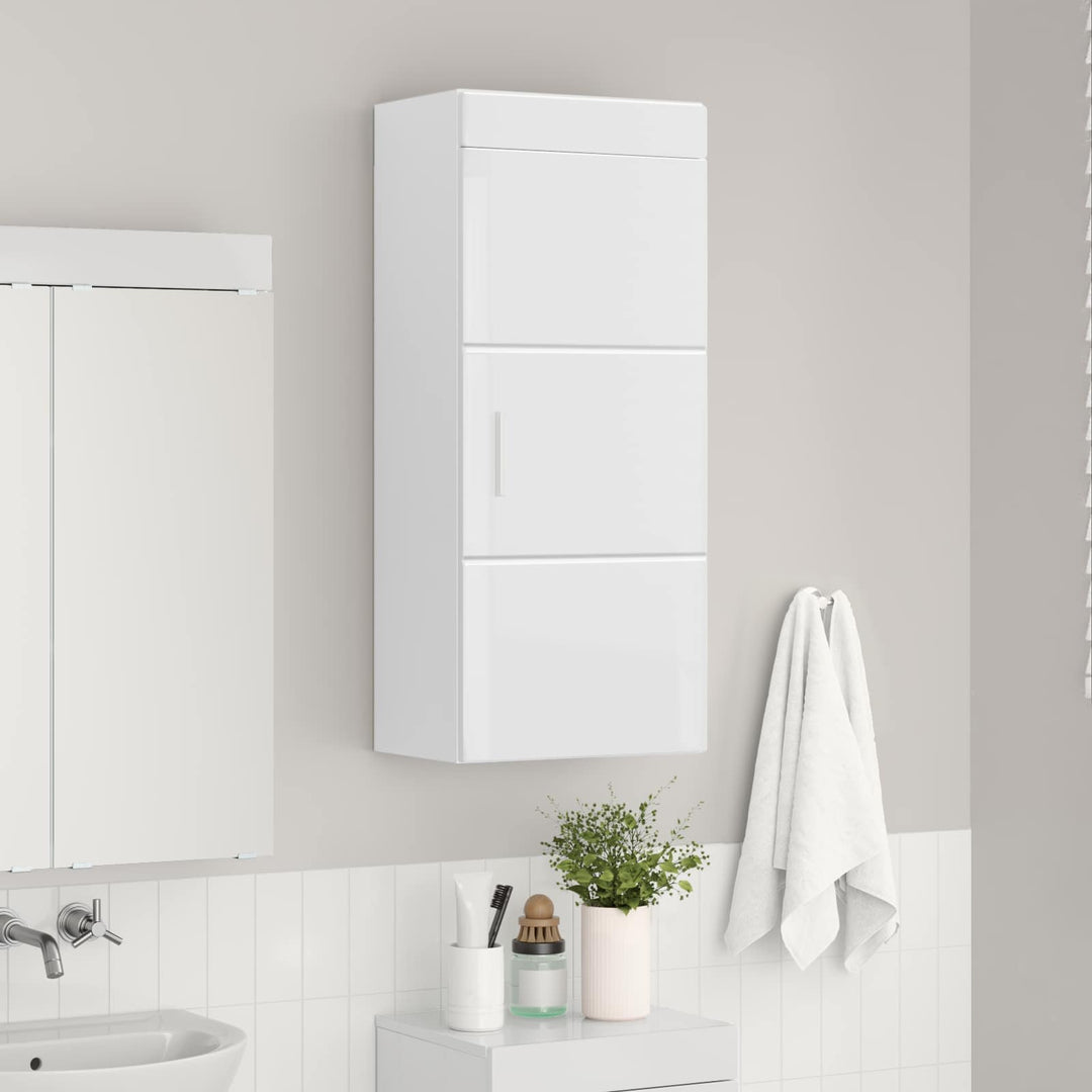 Badeværelsesvægskab TULUM Høj gloss hvid 37 x 24,5 x 86 cm