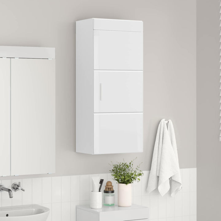 Badeværelsesvægskab TULUM Høj gloss hvid 37 x 24,5 x 86 cm