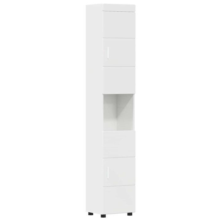 Badeværelsesskabsæt TULUM Høj gloss hvid 37 x 31,5 x 203 cm