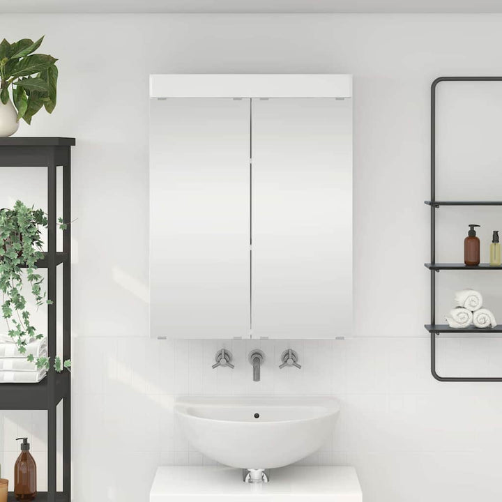 Badeværelsesspejlskab TULUM Høj gloss hvid 60 x 16,5 x 78 cm