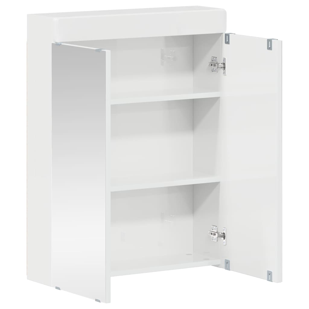Badeværelsesspejlskab TULUM Høj gloss hvid 60 x 16,5 x 78 cm