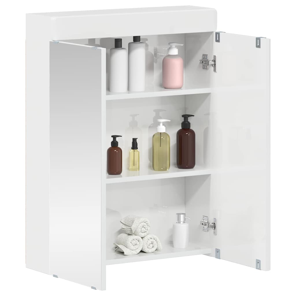 Badeværelsesspejlskab TULUM Høj gloss hvid 60 x 16,5 x 78 cm