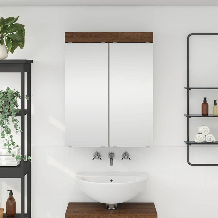Badeværelsesspejlskab TULUM Brun eg 60 x 16,5 x 78 cm