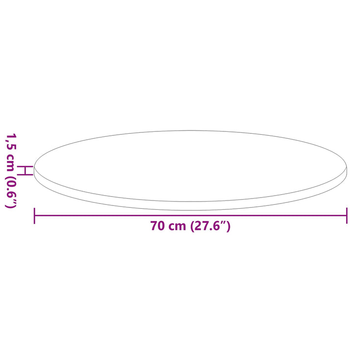 Bordplade Ø 70 x 1,5 cm Rund Konstrueret træ Sort