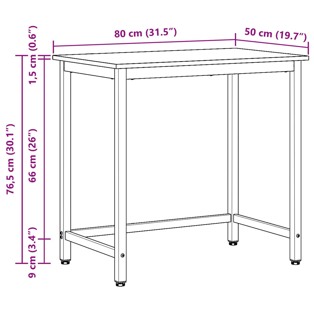 bord Sonoma eg 80 x 50 x 76,5 cm Ingeniørtræ og stål