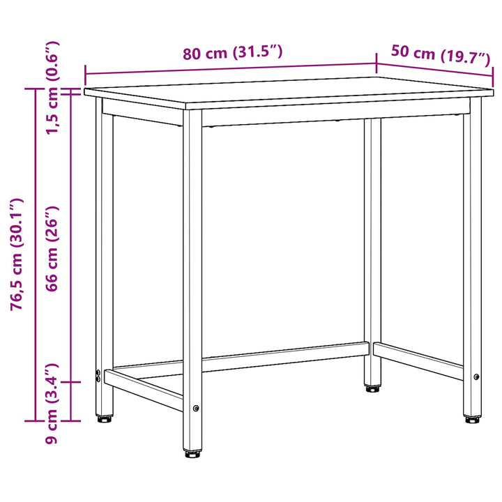 bord Sonoma eg 80 x 50 x 76,5 cm Ingeniørtræ og stål