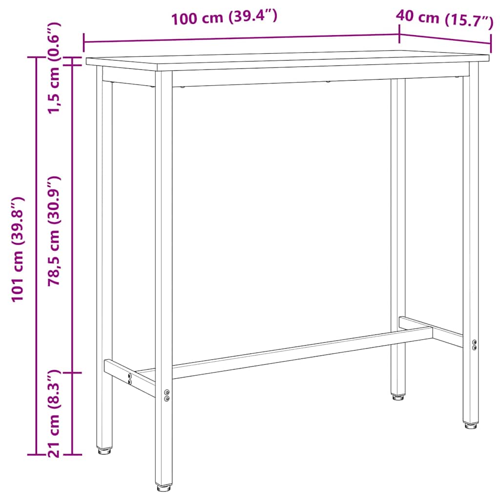 bord Hvid 100 x 40 x 101 cm Ingeniørtræ og stål