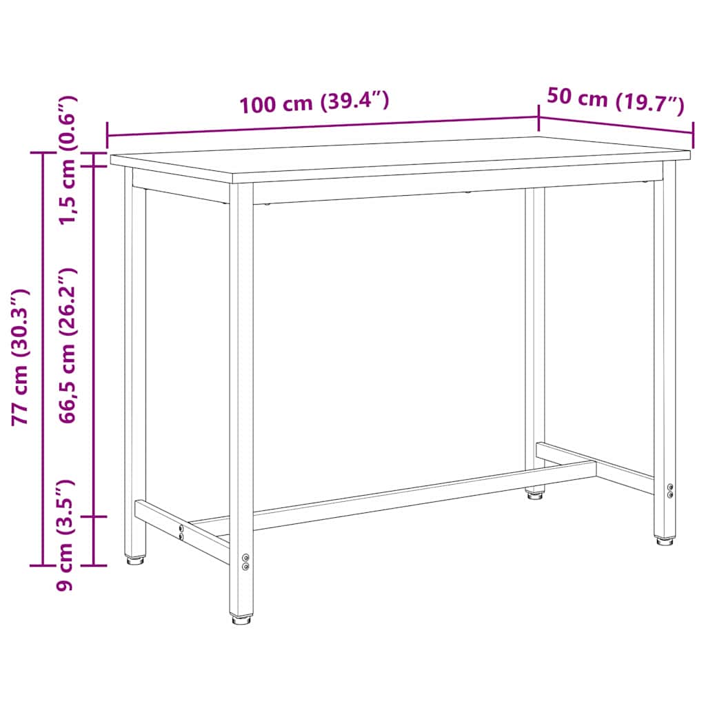 bord Naturfarvet 100 x 50 x 77 cm Ingeniørtræ og stål