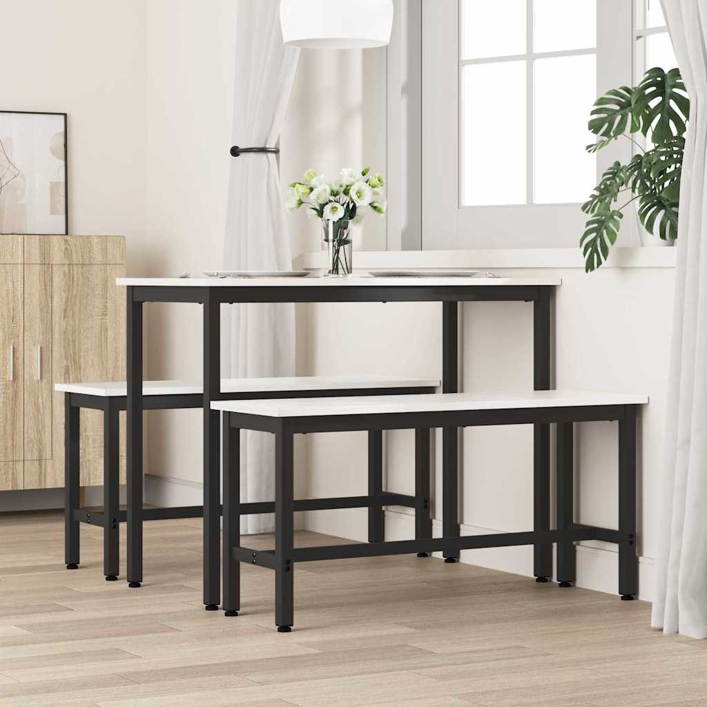 Spisebænk 2 pcs Hvid 100 x 32,5 x 49 cm Massivt fyrretræ