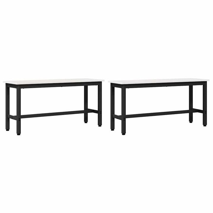 Spisebænk 2 pcs Hvid 100 x 32,5 x 49 cm Massivt fyrretræ