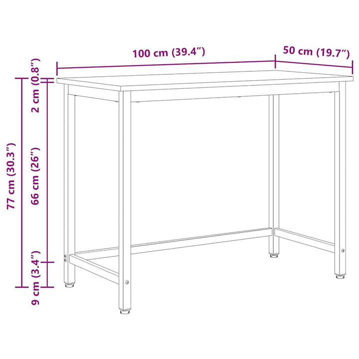 bord Hvid 100 x 50 x 77 cm Ingeniørtræ og stål
