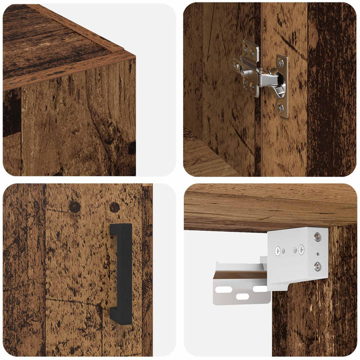 Vægmonteret skab 2 pcs Gammelt træ 69,5 x 34 x 90 cm