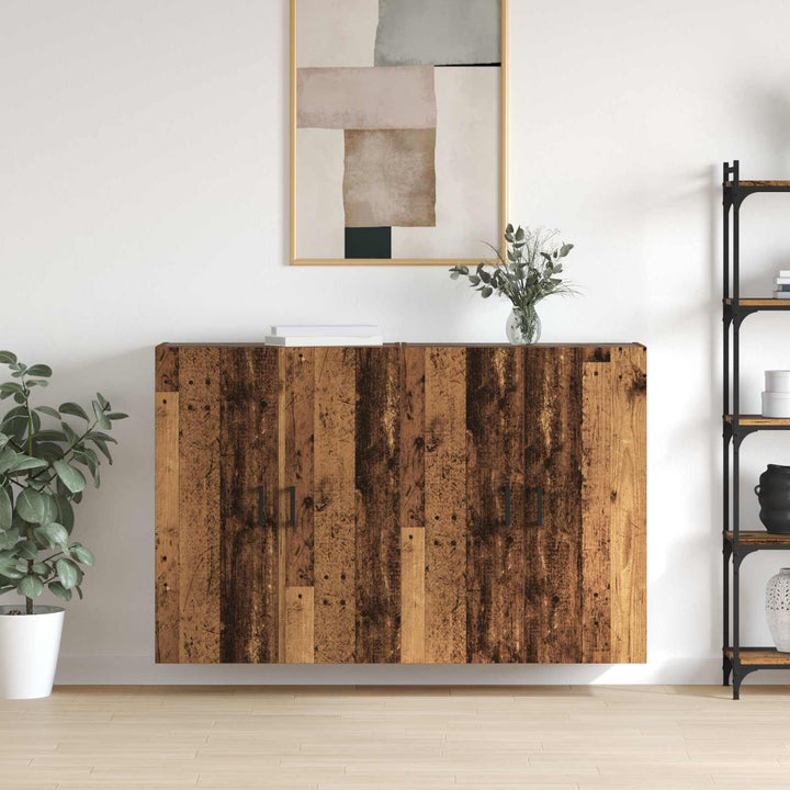 Vægmonteret skab 2 pcs Gammelt træ 69,5 x 34 x 90 cm