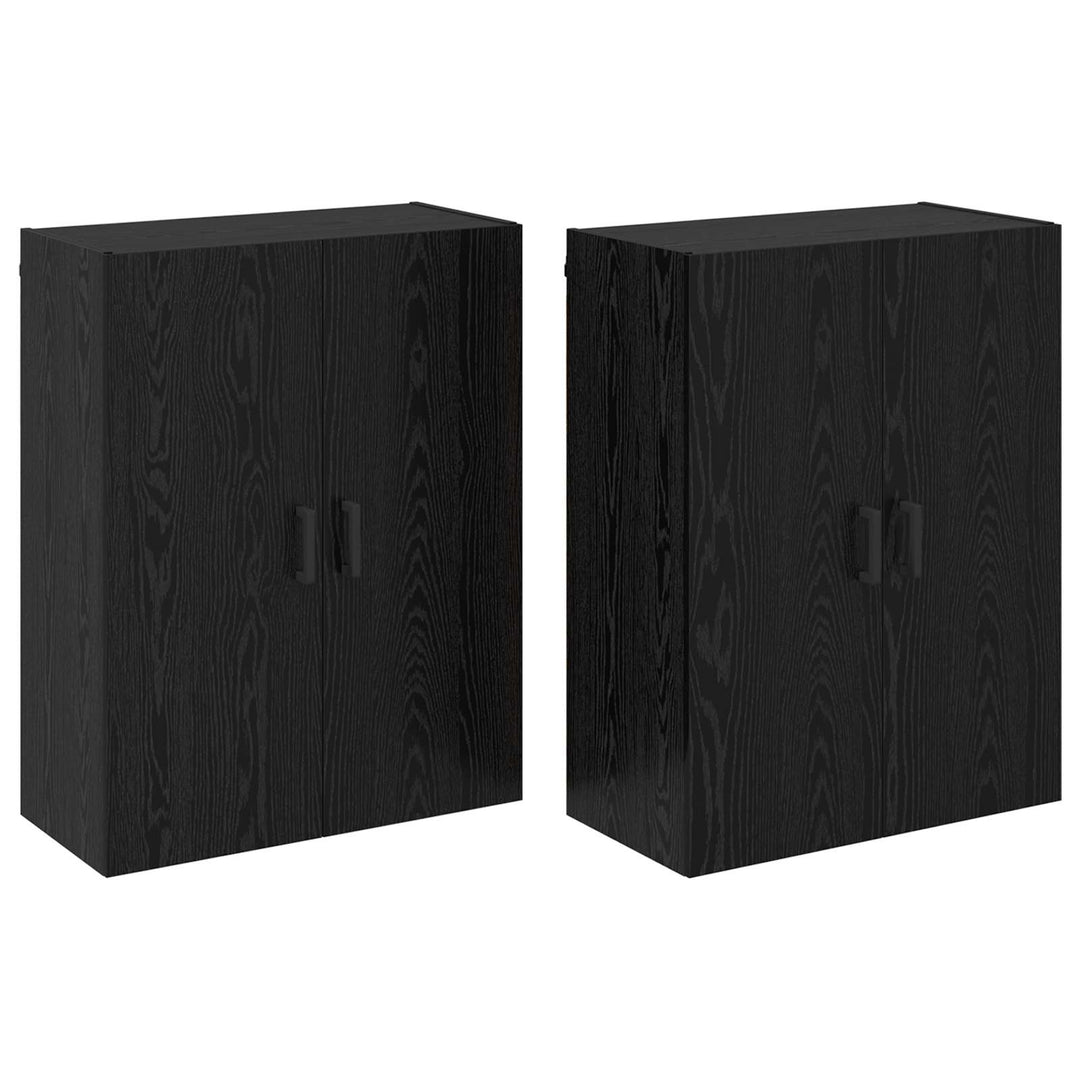 Vægmonteret skab Vægmonteret 2 pcs Sort eg 69,5 x 34 x 90 cm