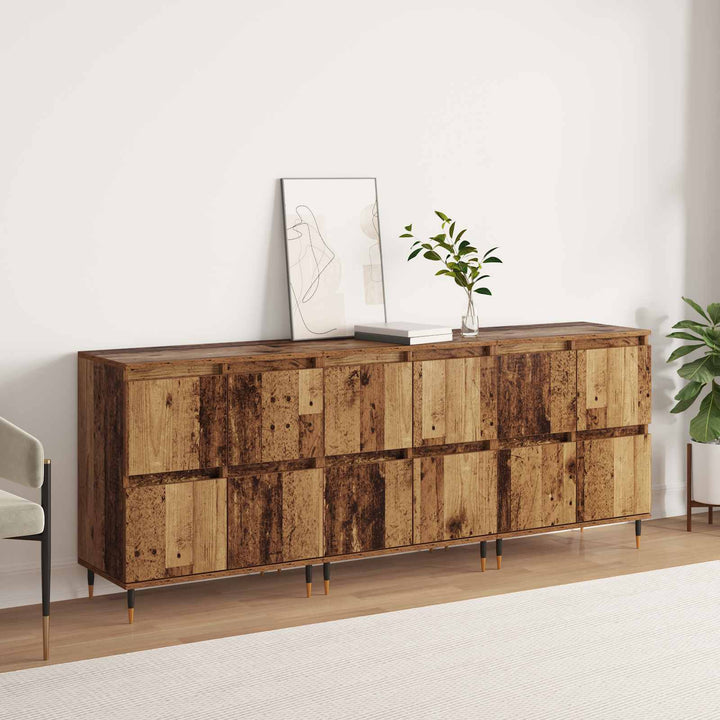 Opbevaringsskab 3 pcs Gammelt træ 60 x 35 x 70 cm